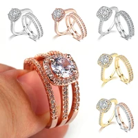 women gift rings gold plated accessories zircon jewelry couples classic luxury marry
