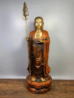 15 tibet buddhism old bronze gilt real gold ksitigarbha statue standing buddha take the scepter amitabha enshrine the buddha