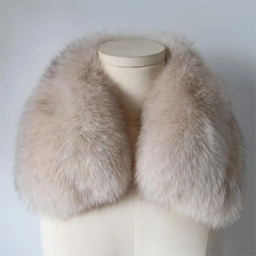 ZDFURS* Женская одежда Аксессуары для воротника модные меховые шарфы из натурального Лисьего меха воротник квадратный ZDC-163007 - Цвет: rice grey