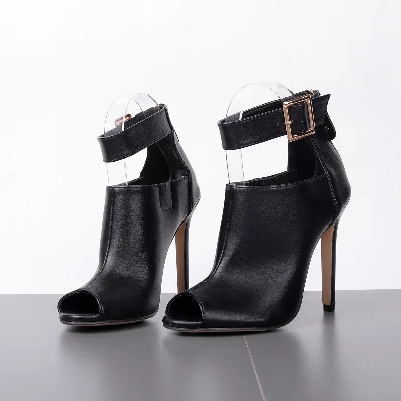 

buckle high heel peep-toe sandals women's Early STAGE show metal shoes