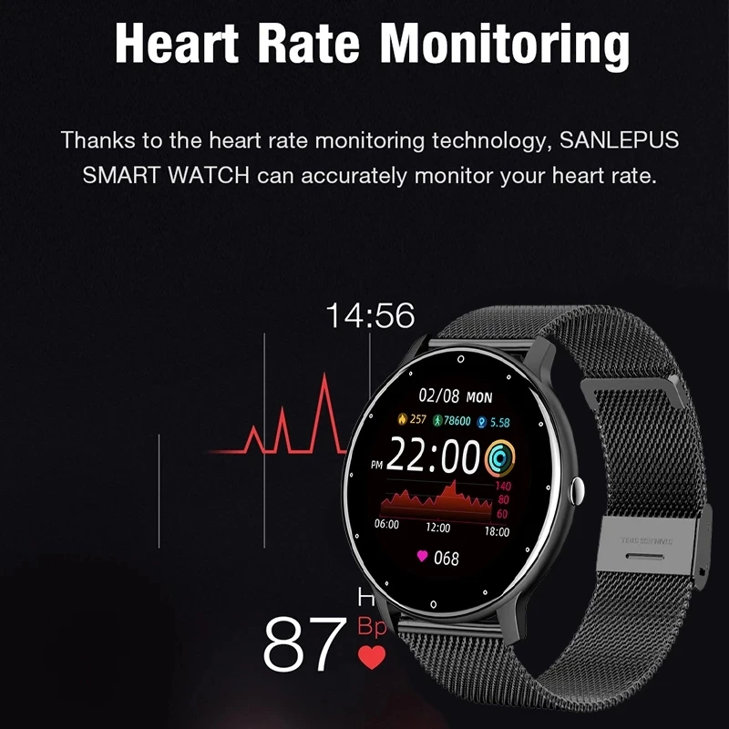 

2021 New Smart watch Ladies Full touch Screen Sports Fitness watch IP67 waterproof Bluetooth For Android iOS Smart watch Female