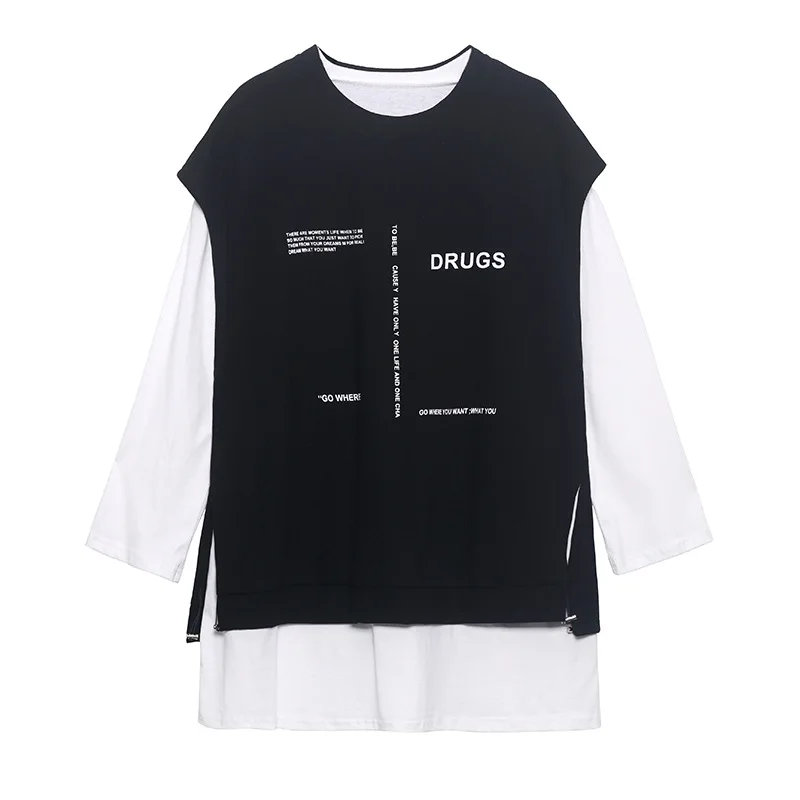 

Long Sleeve T-shirt Women's Fashionable Loose Style Sleeveless Vest Top Plus Size Korean T Shirt for Women