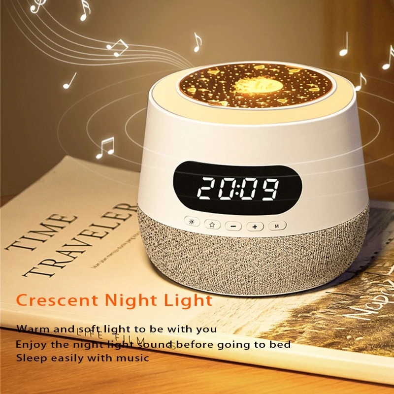 

Type-C Rechargeable Music Player Bluetooth-compatible Speaker with Night Light Digtal Clock Good Sound Quality
