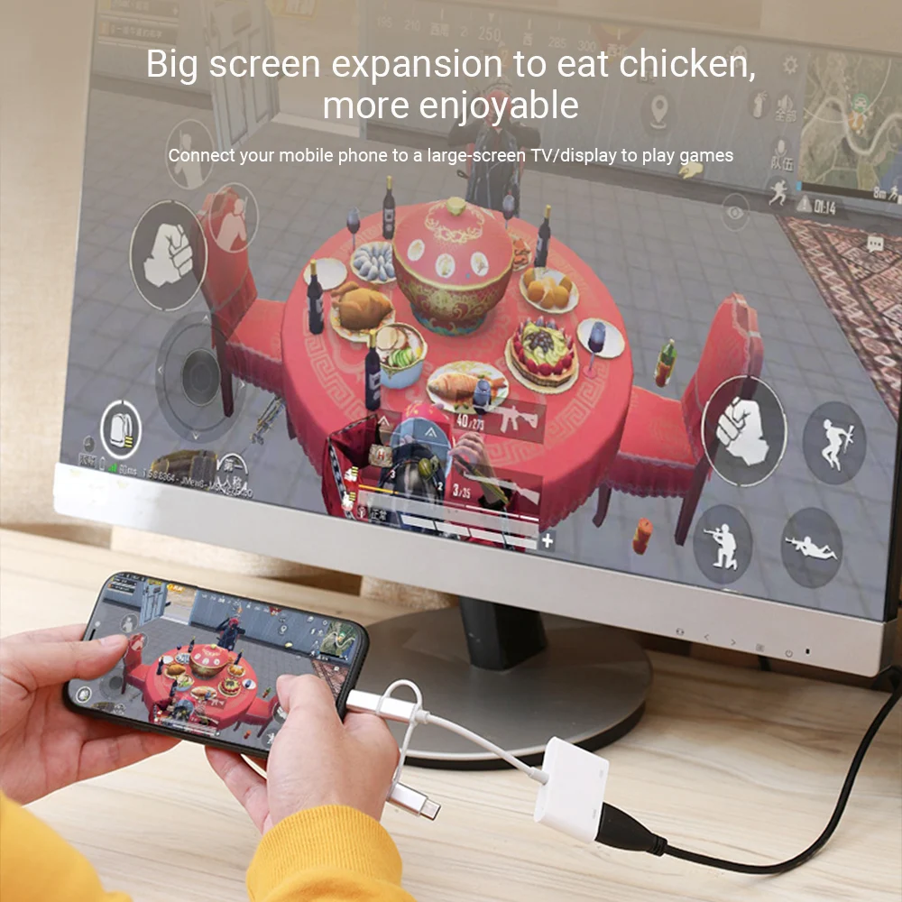 

Digital Audio Mobile Phone Screen to TV Projector Monitor Converter 3 in1 HDMI Compatible Adapter Phone to HDMI Compatible Cable