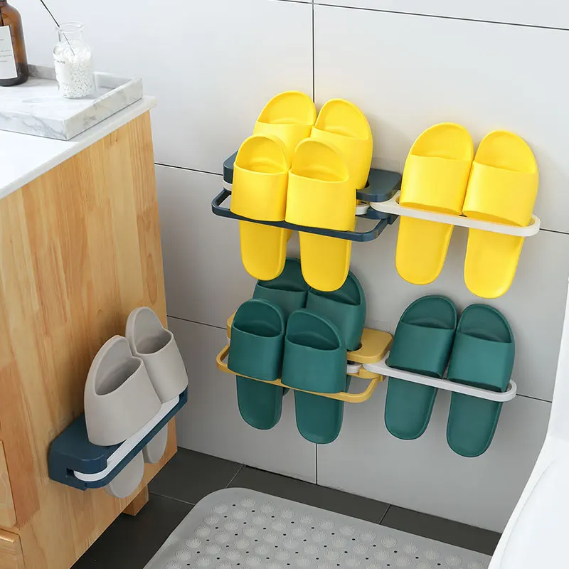 

Foldable Shoe Rack Wall Mounted Adjustable Slipper High-Heels Storage Rack Entryway Foyer Bathroom Space Saving Shoe Organizer