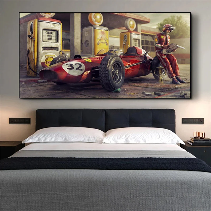 

Ferraris Classic Racing F1 Race Car Posters and Prints Vintage Car Canvas Painting Cuadros Wall Art Picture For Home Decoration