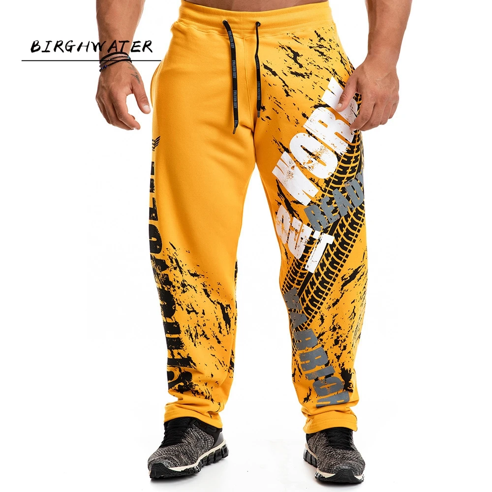 

Штаны спортивные мужские с принтом, хлопок, Свободные повседневные джоггеры, тренировочные штаны для спортзала, фитнеса, тренировок