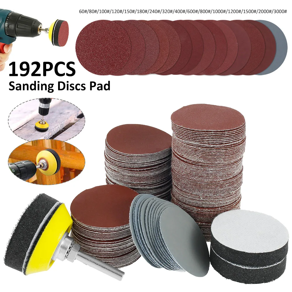 

192pcs Sanding Discs Professional Abrasive Polishing Sheets 60-3000 Grit Round Grinding Pad Sandpaper Grinder Rotary Power Tools