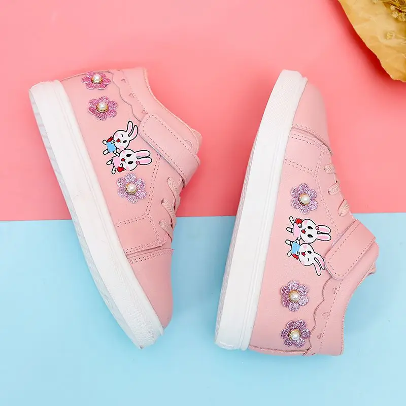 

Kids Children Baby Girls Breathable Anti-Slip Cartoon Rabbit Print Shoes Sneakers Toddler Soft Soled Walking Shoes