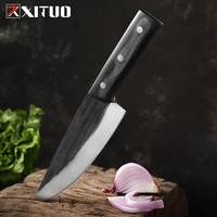 xituo hand chef knife handmade butcher knives tungsten steel clamp steel cutter salmon meat slicing knife kitchen cooking tool