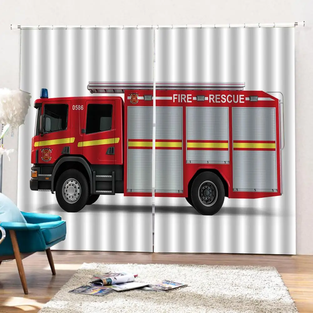 Занавеска для душа с мультяшным изображением пожарной машины Детская