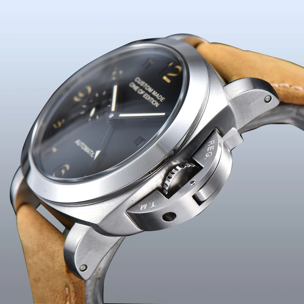 Автоматические часы BOMAX MARINA 44 мм светящаяся стрелка календарь чехол из