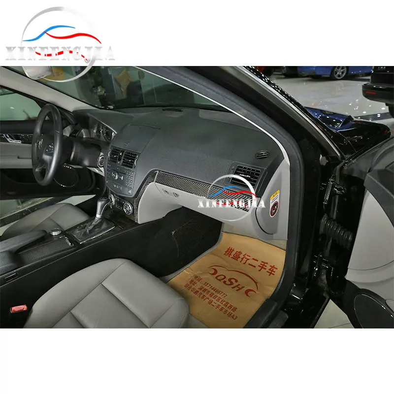 

Real Carbon Fiber Car Interior Front Center Instrument Panel Trim Strip For Mercedes-Benz C Class W204 08-11