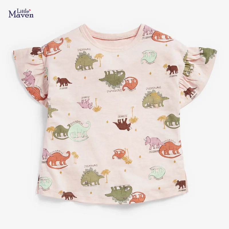 

Детская летняя одежда для маленьких девочек Little maven, футболки с принтом в виде животных, брендовые мягкие симпатичные хлопковые футболки ...