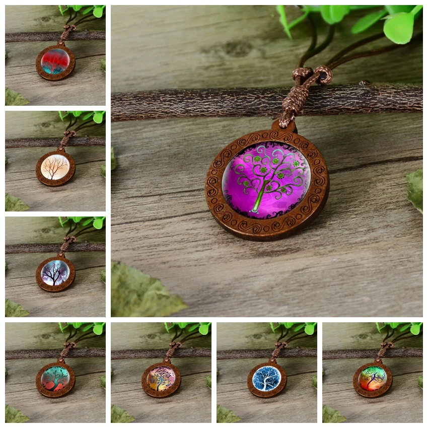 2018 Новая мода дерево стекло кабошон ожерелье подвеска с деревом жизни винтажная