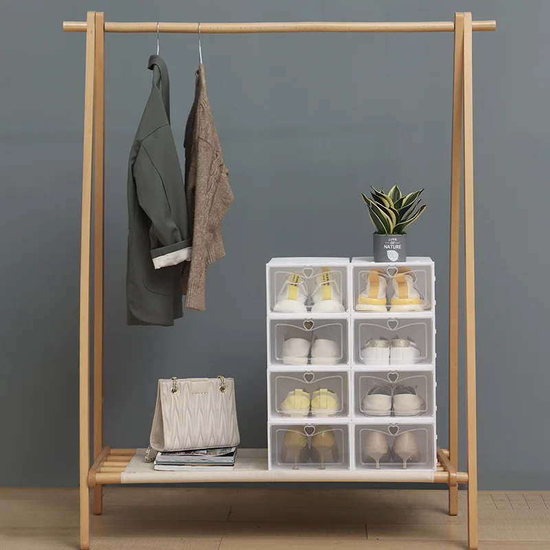 Большая прозрачная коробка для хранения обуви стойка складной шкаф Пылезащитная