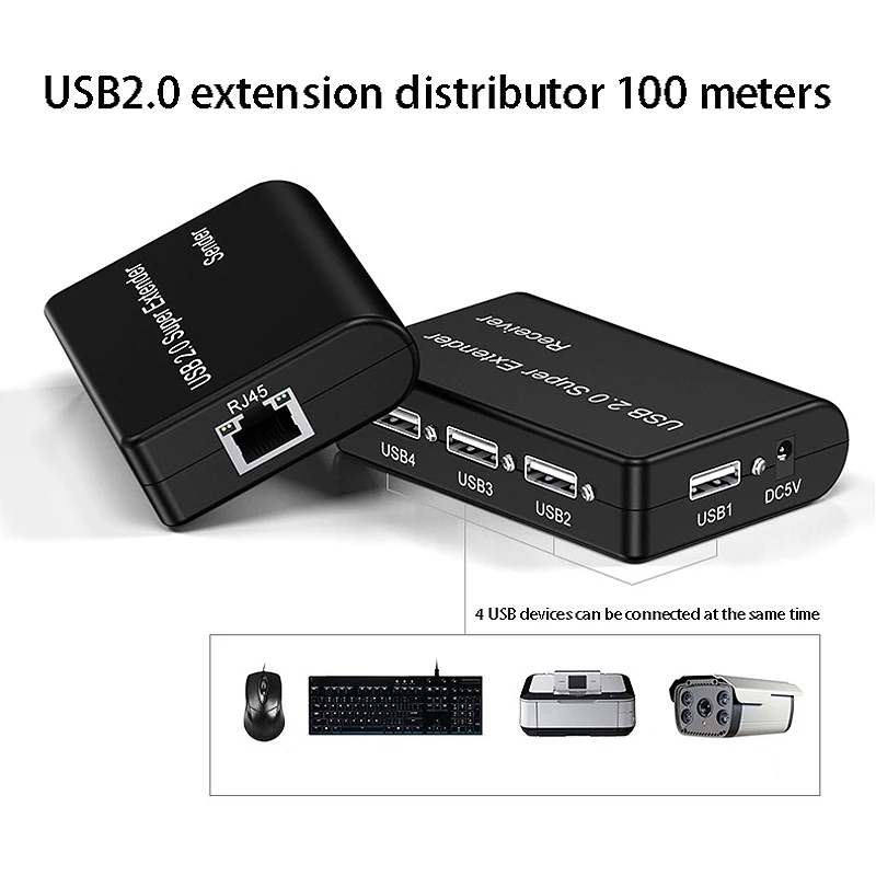 USB сплиттер 1X4 USB2.0 к RG45 удлинитель 100 метров Сетевой адаптер для (вилка США)|Кабели