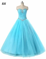 2021 new stock cheap quinceanera dresses ball gown beading sweet 16 dresses formal prom party gown vestido de 15 anos bm43