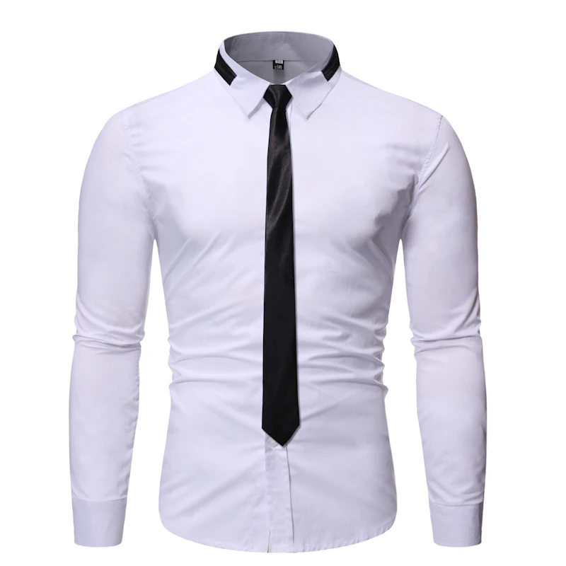Мужская модная Повседневная рубашка с длинным рукавом индивидуальным вырезом и