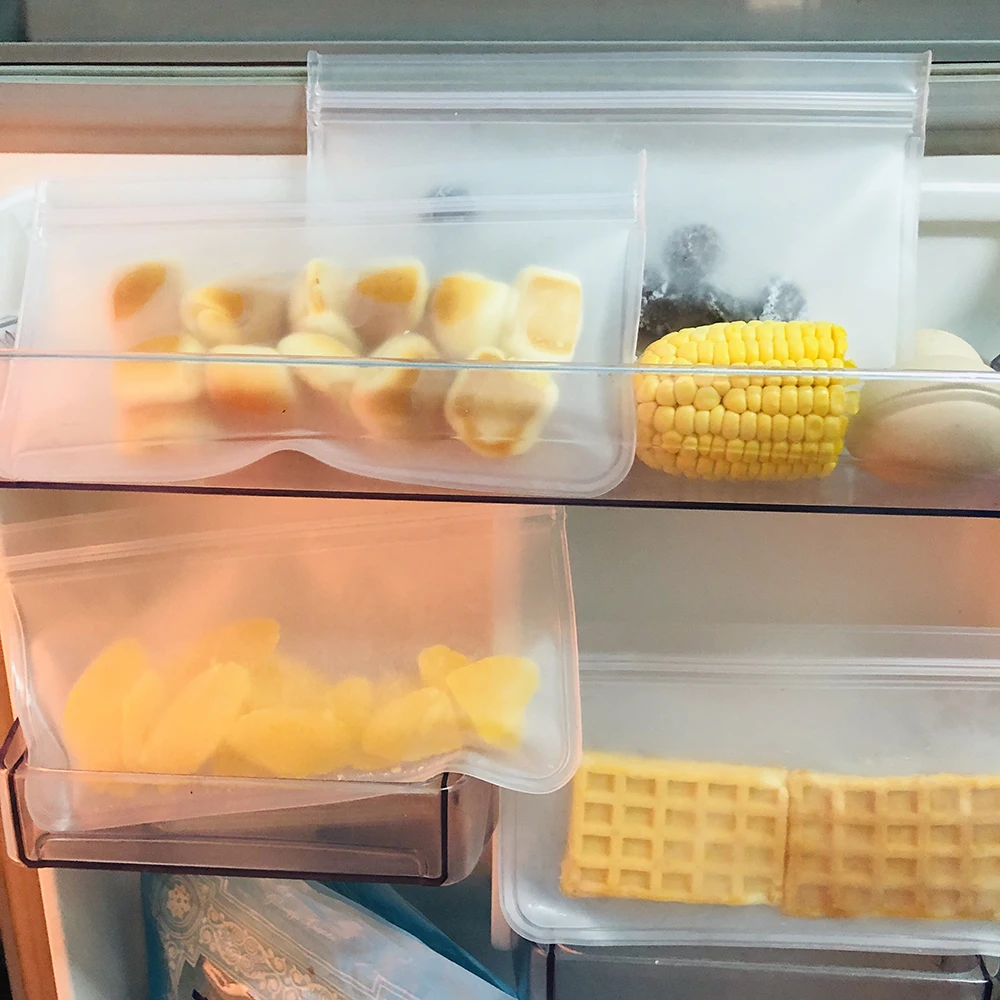 Силиконовые контейнеры для хранения продуктов, многоразовая морозильная сумка для закусок, фруктов, ланча, герметичная коробка Bento, одобрено FDA, BPA бесплатно