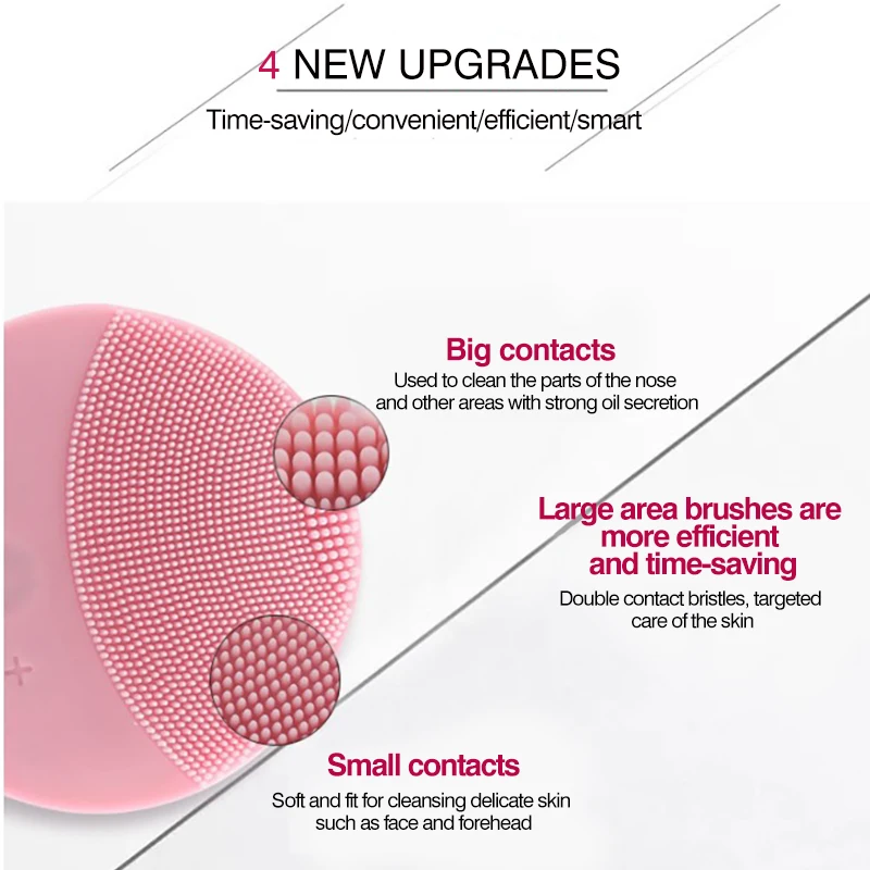 

Electric facial cleansing brush Silicone Facial Brush Skin Care Face Brush Sonic Vibration Deep Pore Blackhead Cleansing Washer