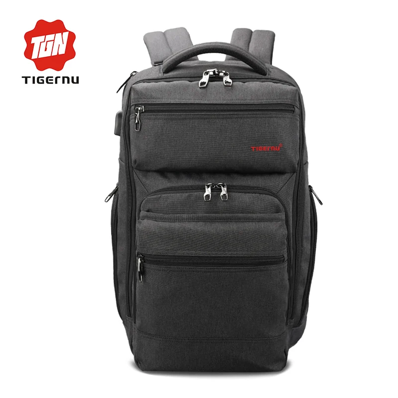 Новое Прибытие Tigernu Марка 15.6 дюймовый Внешний USB зарядки Ноутбука Рюкзак Мужчины Женщины Анти-кражи Рюкзак Мешок Школы - Цвет: Black grey