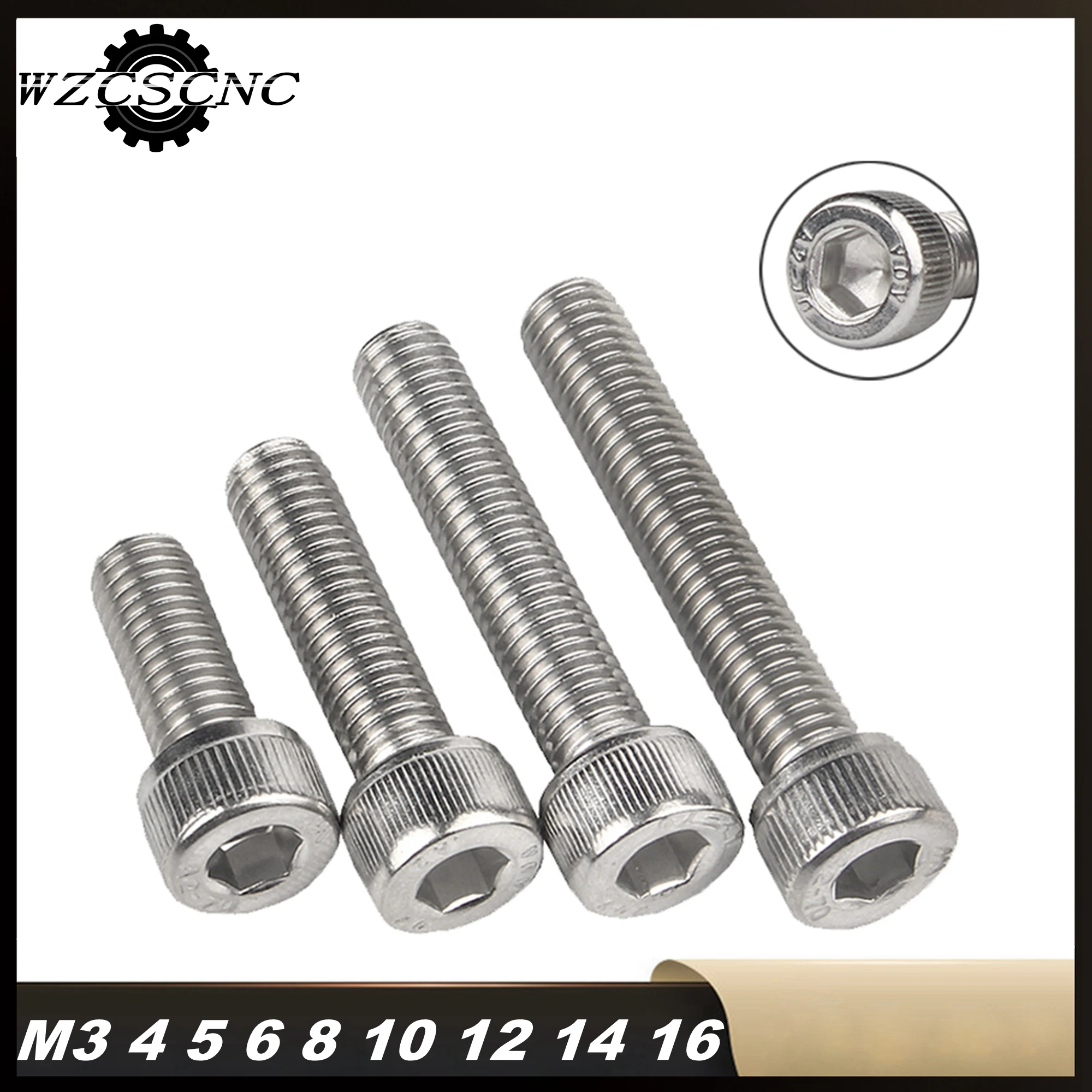 

100PCS M1.6 Hexagon Hex Socket Head Cap Screws Allen Bolt Screw Metric Screws 304 A2 Stainless Steel DIN912 Length 3mm - 16mm
