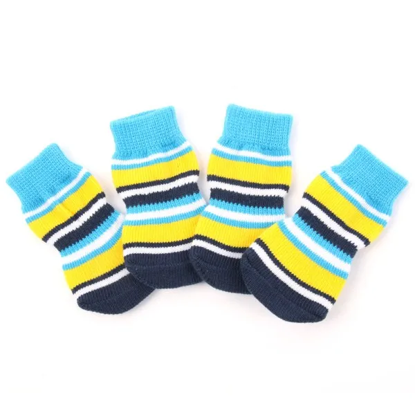 

Pet Dogs Soft Cotton Socks Anti-Slip Rubber Stripes Boots Clothes 4PCS/Set