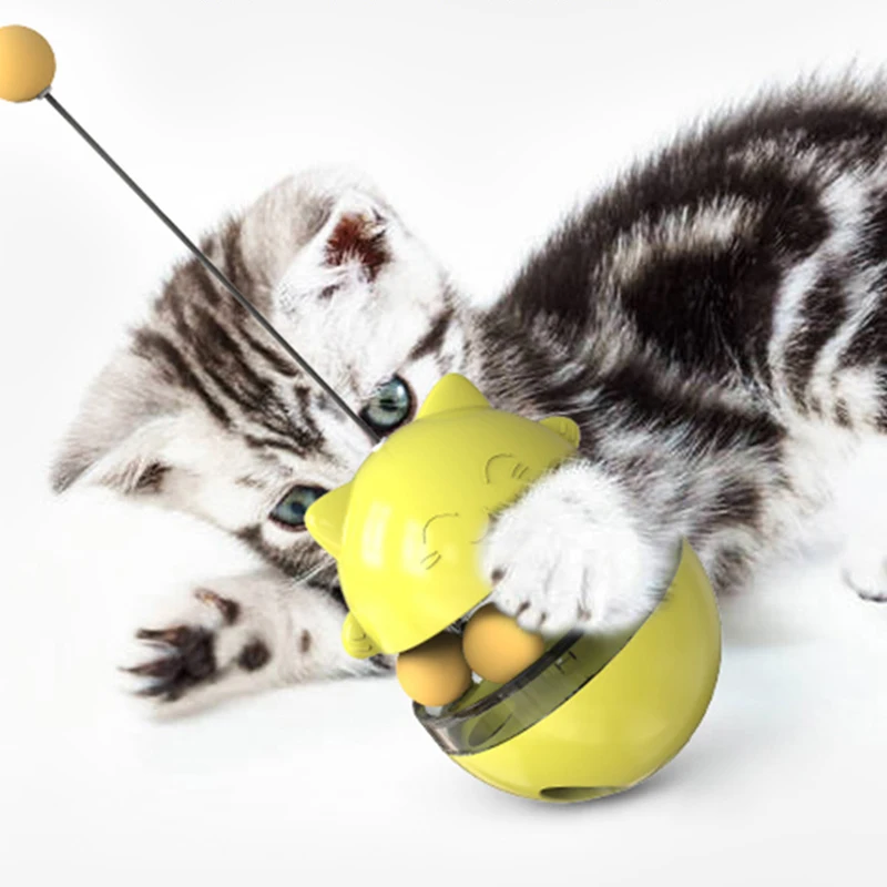 

Tumbler Cat Turntable Toy Leaking Food Ball Automatic Funny Cat Stick Rotating Self-Hey Toy Happy Playing Pet Supplies