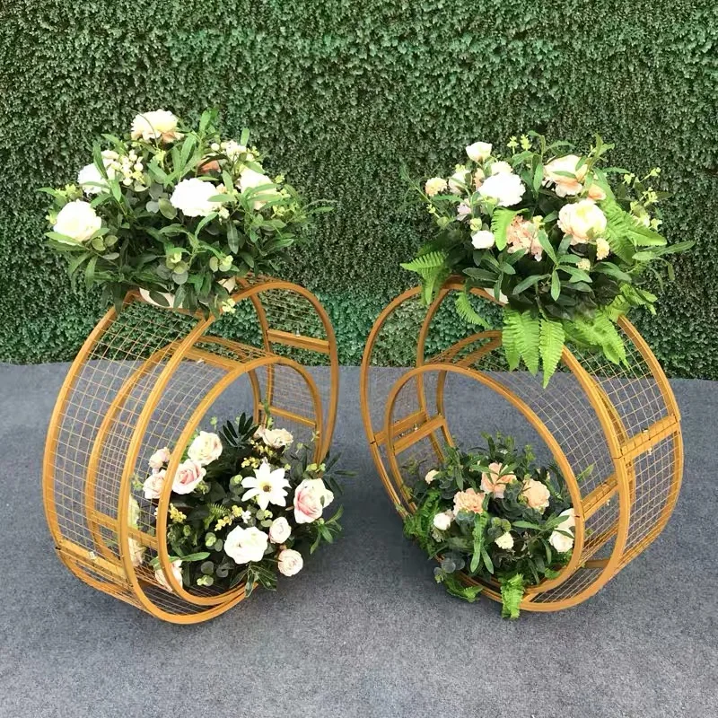 60cm Metal Grid Flower Stand Concentric Round Wedding Road Lead Decoration Props Mermaid Party Welcome Decoration Layout Circle