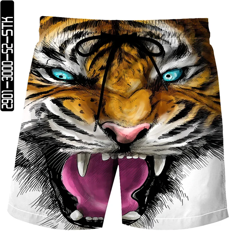 

2021 new summer men and women the same beach shorts swimming sports tiger 3D printing surf shorts gym swimsuit quick-drying