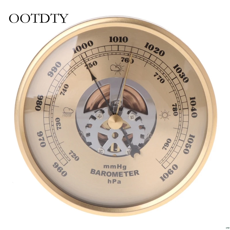 

OOTDTY 108mm Wall Mounted Barometer Perspective Round Dial Air Weather Station mmHg/hPa