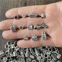 junkang 50pcs antique silver color beads for jewelry making bracelet necklace accessories fashion pendants diy findings