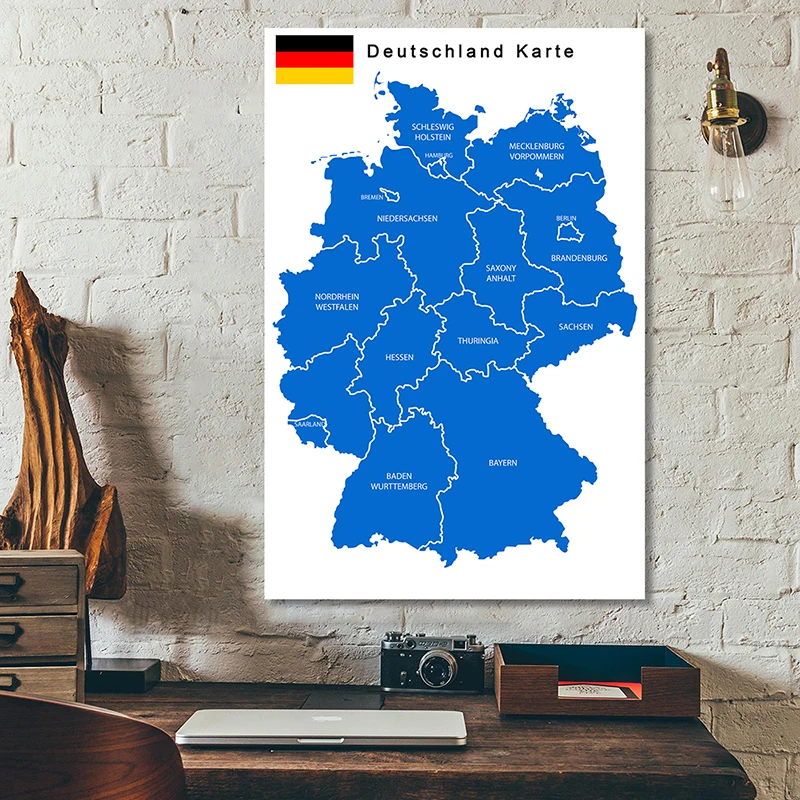 

The Germany Map In German Education Prints and Posters Non-woven Canvas Painting Wall Art Pictures School Teaching Supplies