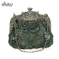 2021 new vintage beaded evening bag embroidered bag diamond sequined clutch hand bag bride bag free shipping