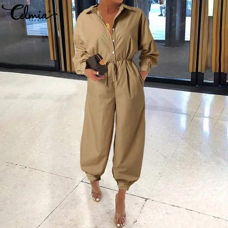 

Комбинезон-карго Женский, с длинным рукавом, на пуговицах, с поясом, осень 2021