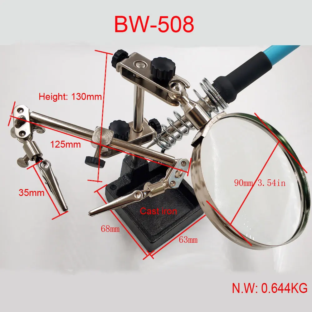 Помощь руки с лупой LED лупа лампа сварочный свет пайка стенд складной безрукавный зажим.