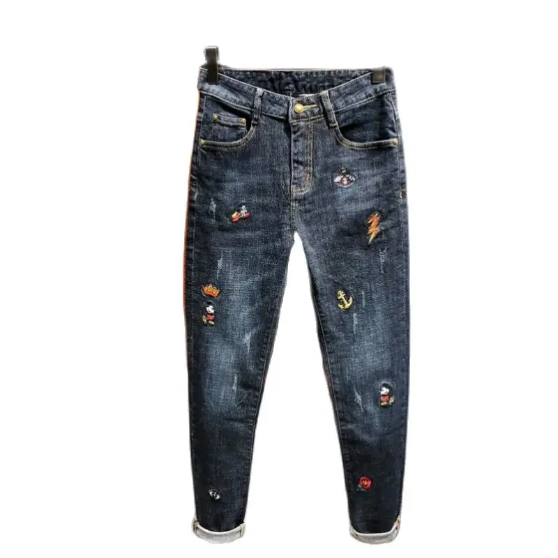 

Autumn New Jeans Men Streetwear Brand Embroidery Men's Trousers Stretch Slim Spring Autumn Hip Hop Cowboy Teenagers Casual Pants