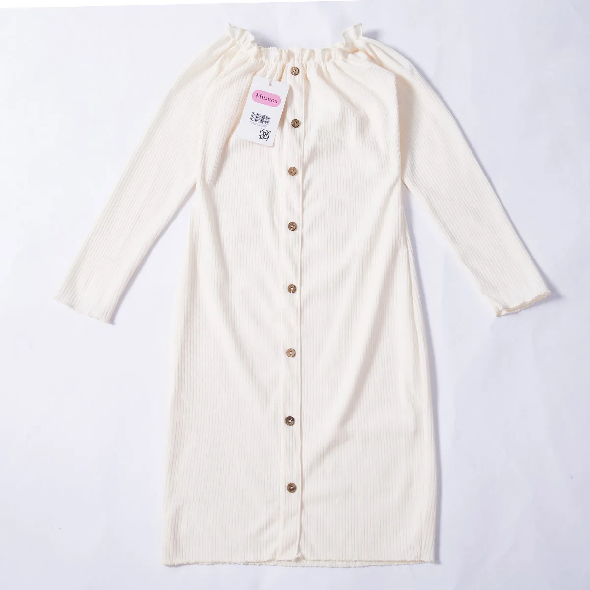 Модная женская однотонная одежда с длинными рукавами для маленьких девочек на