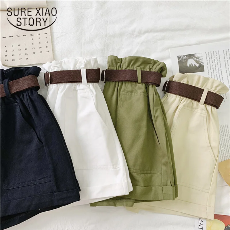 Женские шорты в Корейском стиле свободные широкие с высокой талией и эластичным