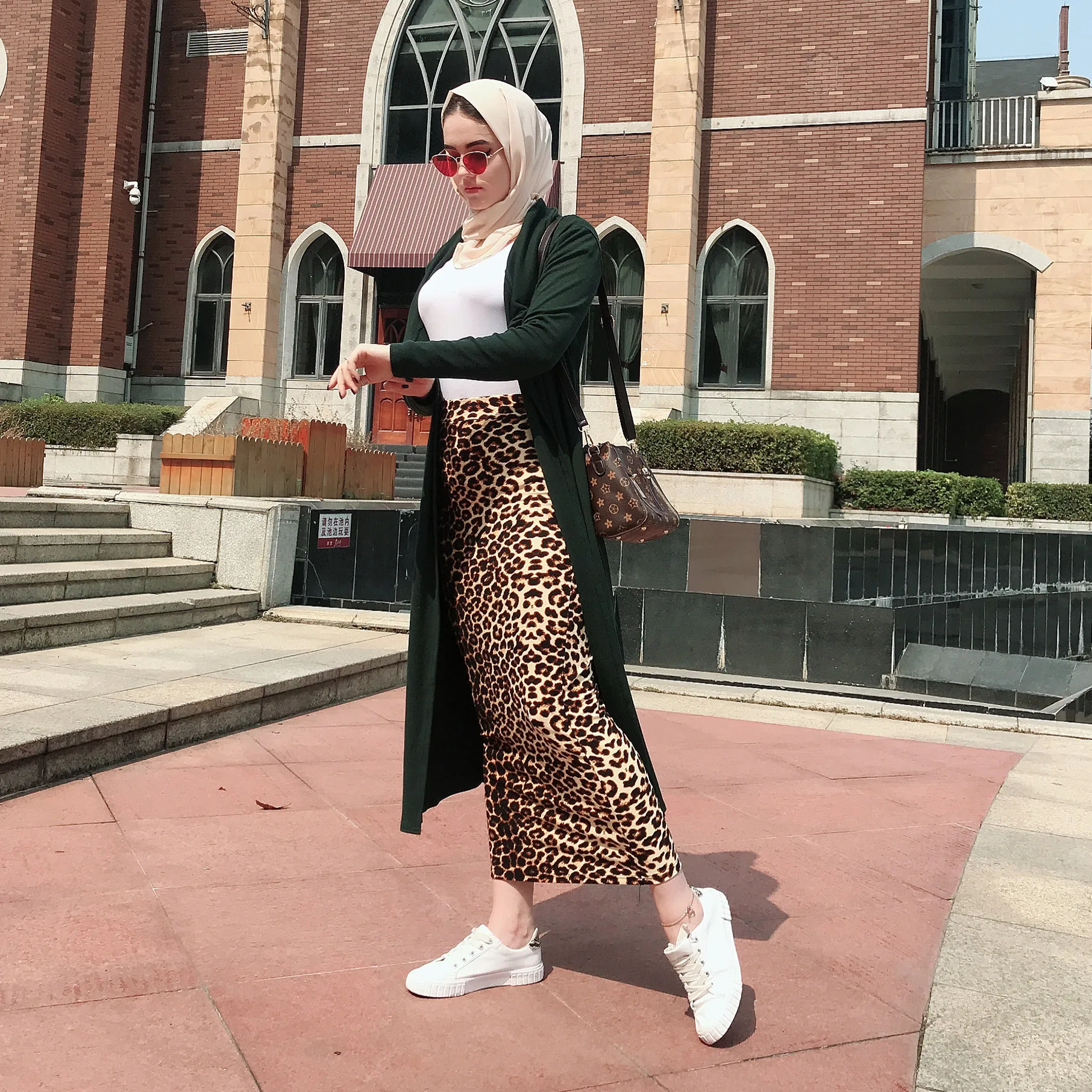 Юбка женская с леопардовым принтом модная эластичная облегающая длинная