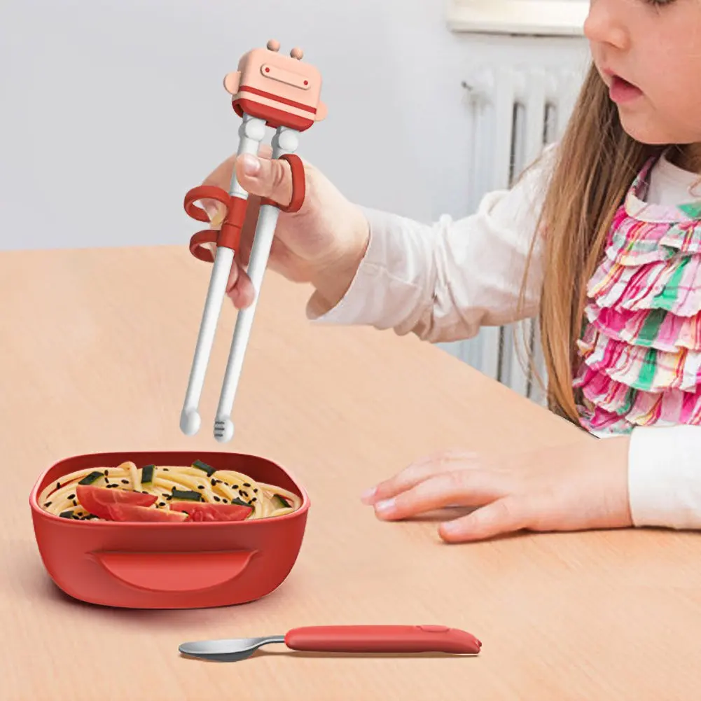 

Cute Cartoon Learning Training Chopsticks Set Kid Baby Tableware Spoon Plastic Kitchen gadget Children Enlightenment