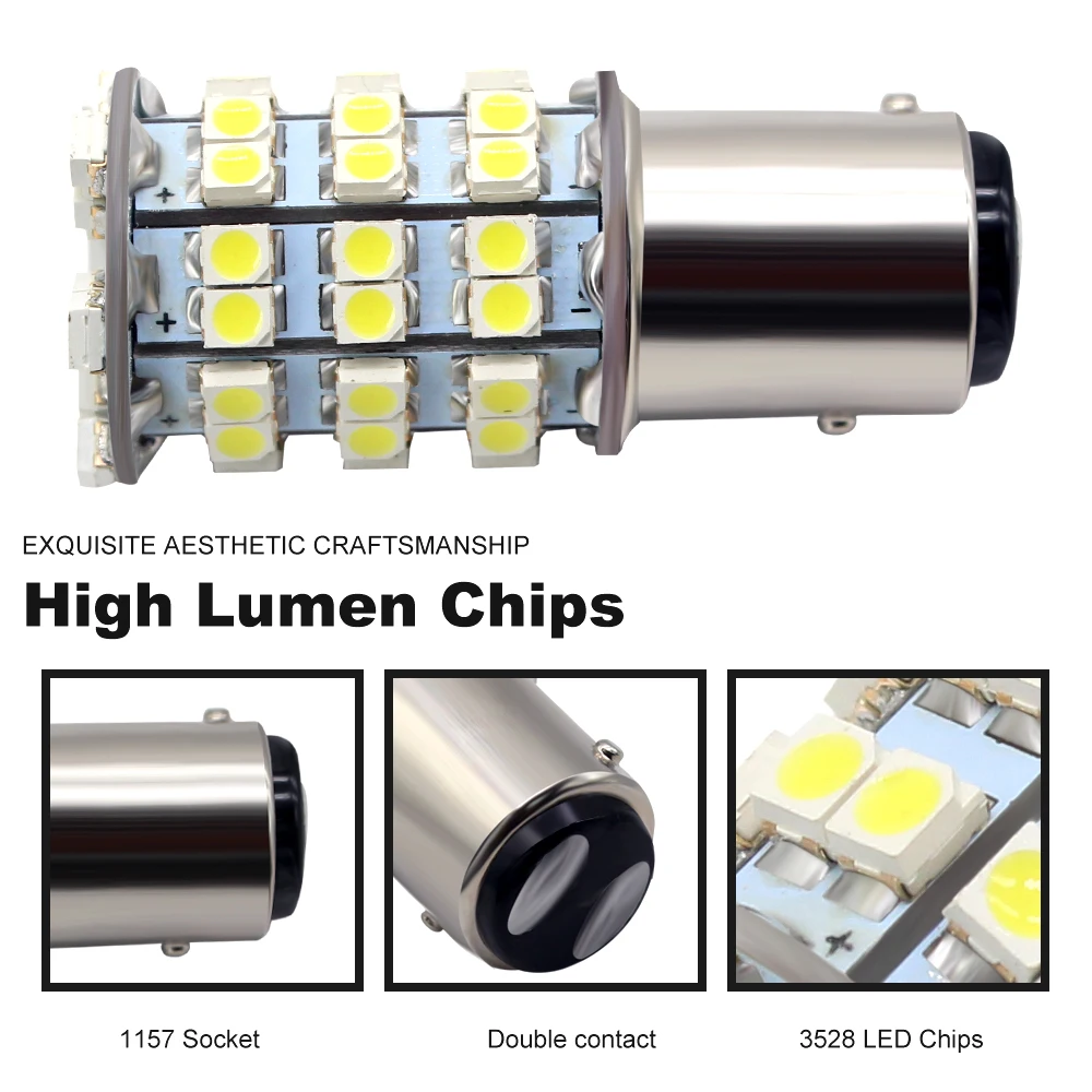 20 шт. BAY15D 1157 LED 60 SMD 3528 Светодиодные лампы белые супер яркие автомобильные задние