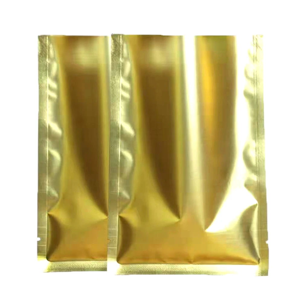 

1000Pcs Tear Notch Open Top Heat Vacuum Seal Packaging Pouches Matte Gold Mylar Foil Waterproof Bag for Gift Nuts Candy Snack