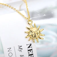 aesthetic vintage sun face pendant necklace for women stainless steel boho choker necklace jewelry gifts collier bijoux femme