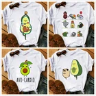 Рождественская футболка с авокадо, Новая модная женская футболка, топы в стиле Харадзюку, Женская Повседневная футболка с коротким рукавом и графическим принтом