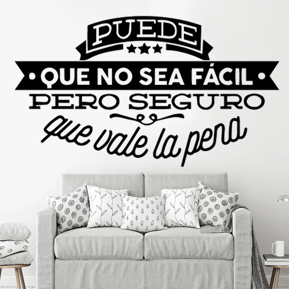 

Spanish Quotes Decals Puede Que No Sea Facil Pero Inspiration Lettering Wall Vinyl Sticker Decor For Bedroom Office Mural RU2090