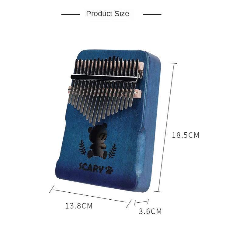 Клавиатура калимба с 17 клавишами из цельного дерева карманная подставка для