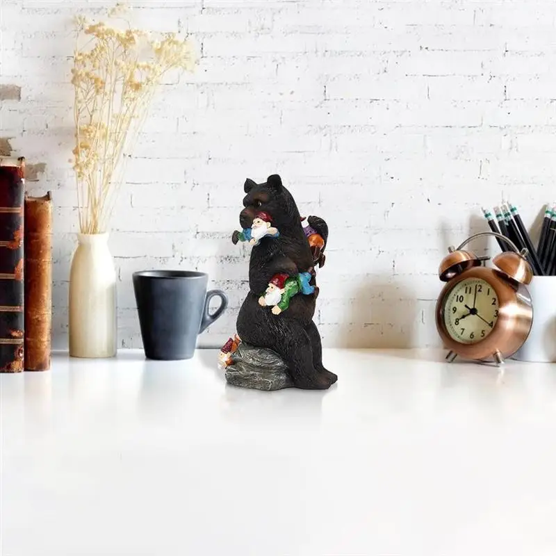 

Garden Statue Resin Bear Eating Dwarf Statue Animal Ornaments For Patio Yard Lawn Garden Decoration Garden Accessories