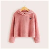 SHEIN Kiddie розовый вышитый спереди Повседневный плюшевый худи детские топы Весна длинный рукав подростковые Осенние милые свитшоты